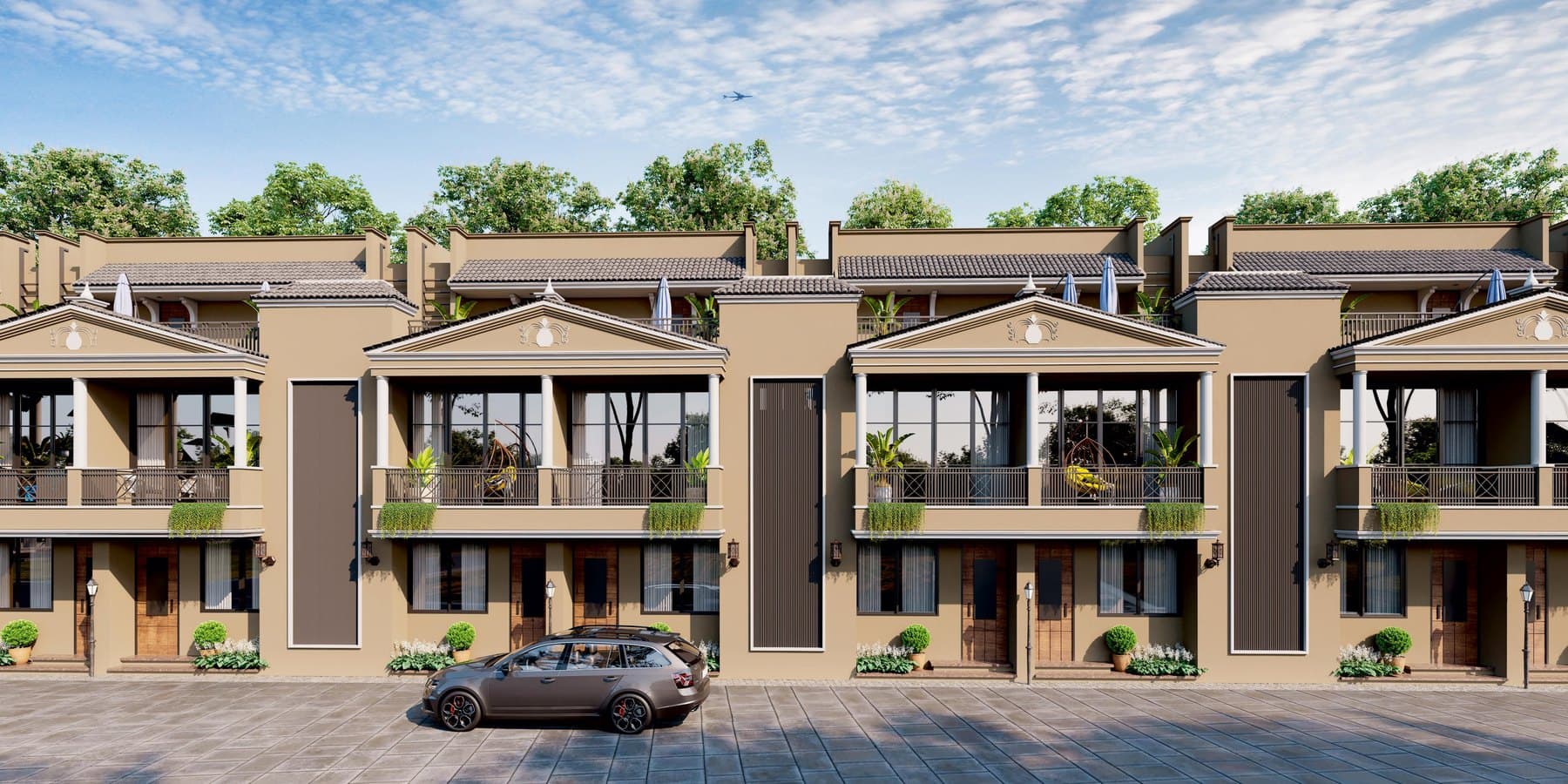 Elegant villa façades