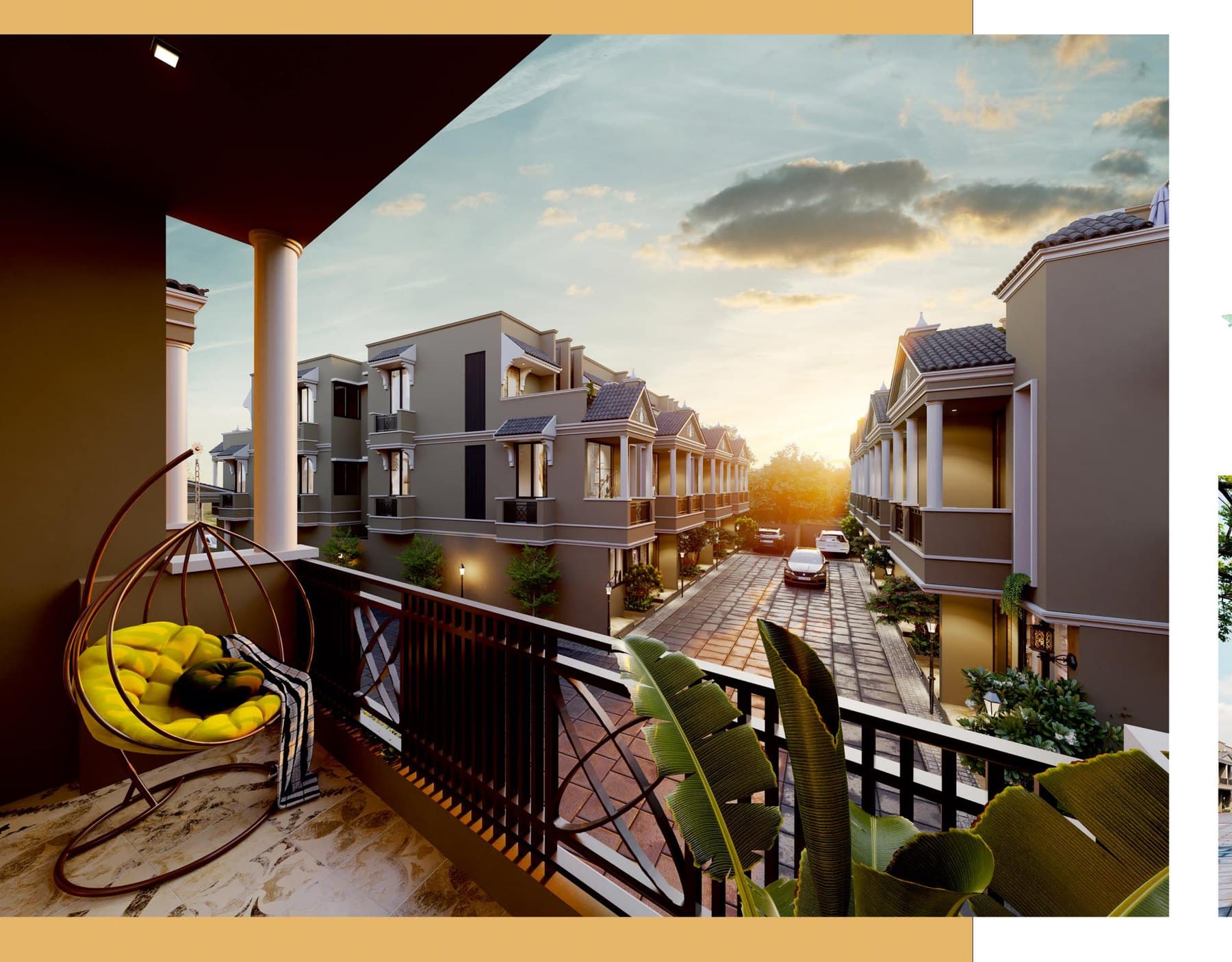 Private balconies with sunset views