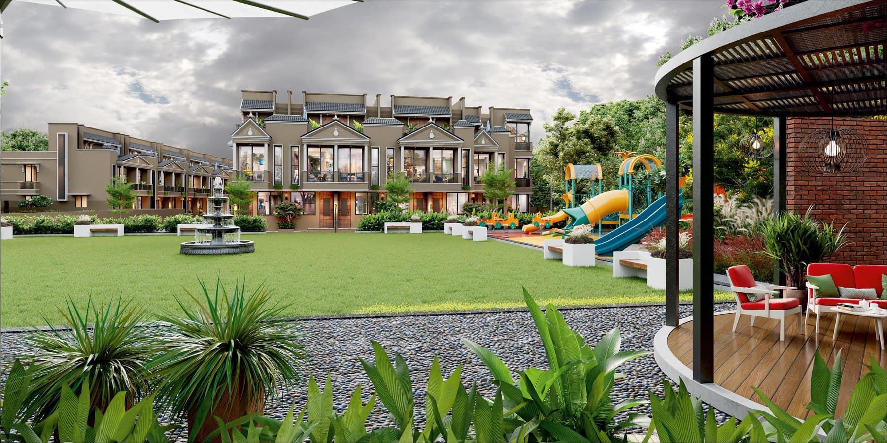 Landscaped central garden & play area