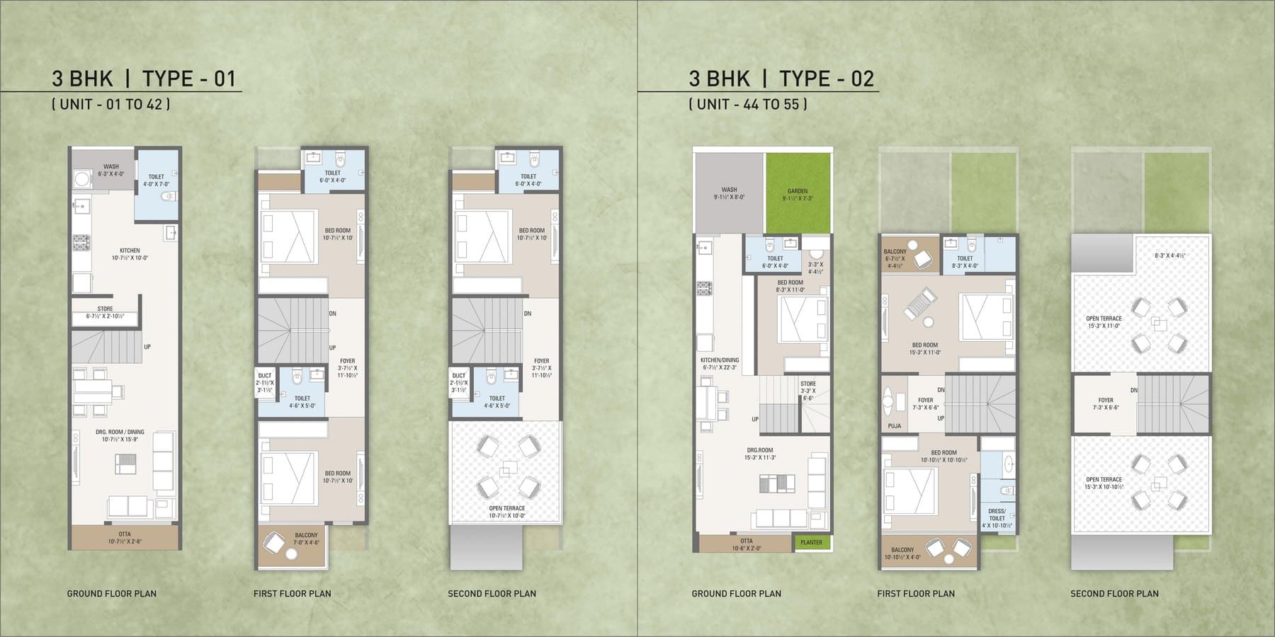 3 BHK Villa — Type 01 & Type 02