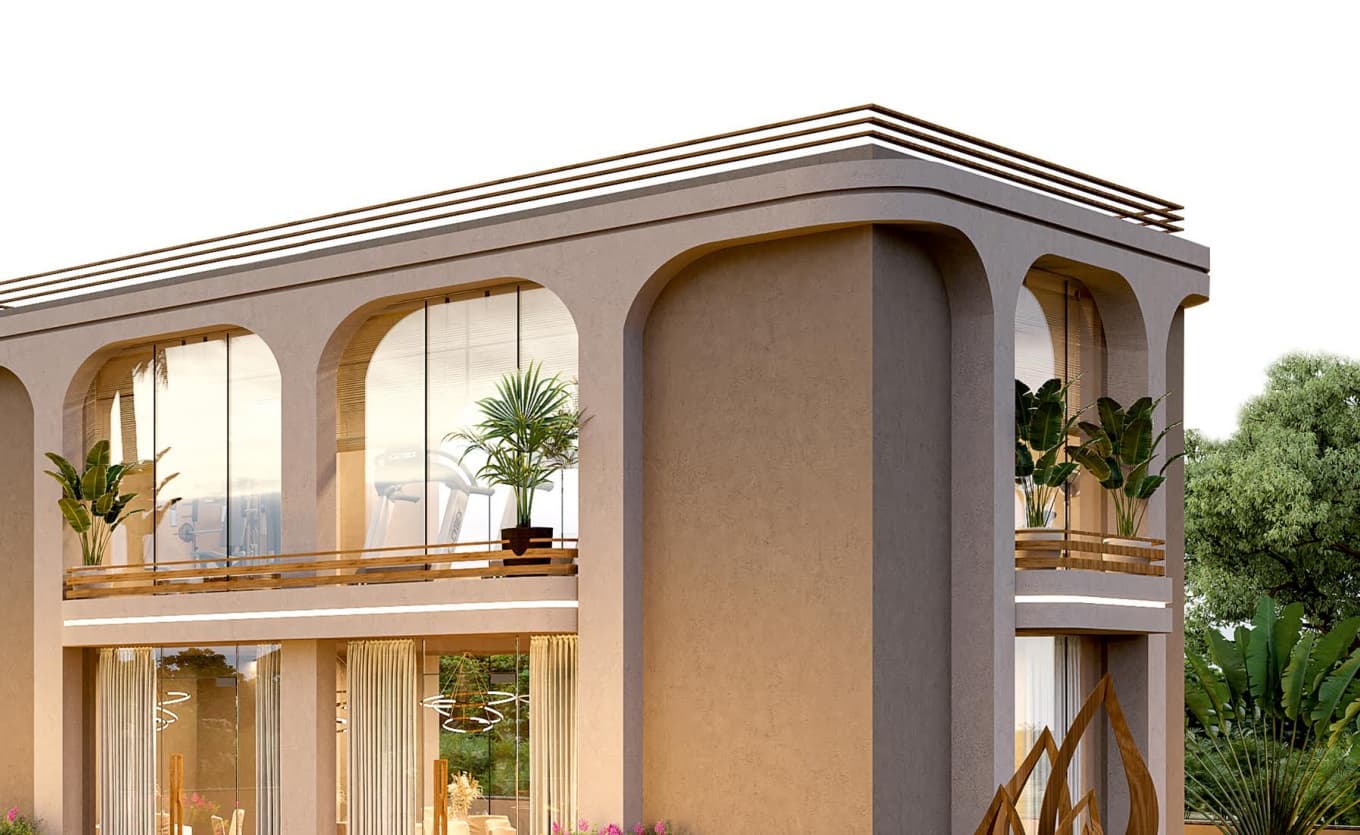 Resort-style clubhouse and balconies