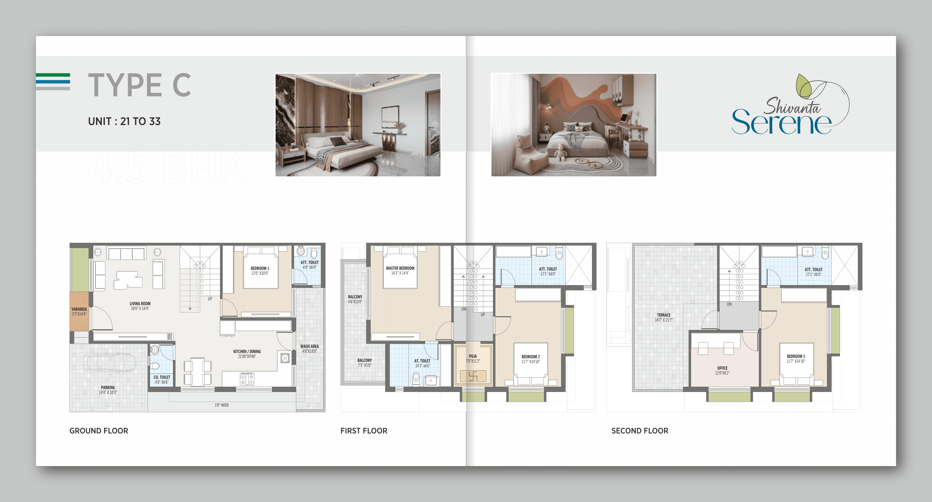 Type C — Unit 21-33 (4.5 BHK)