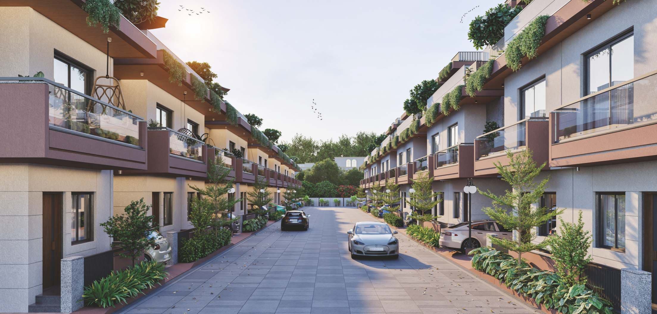 Tree-lined internal street