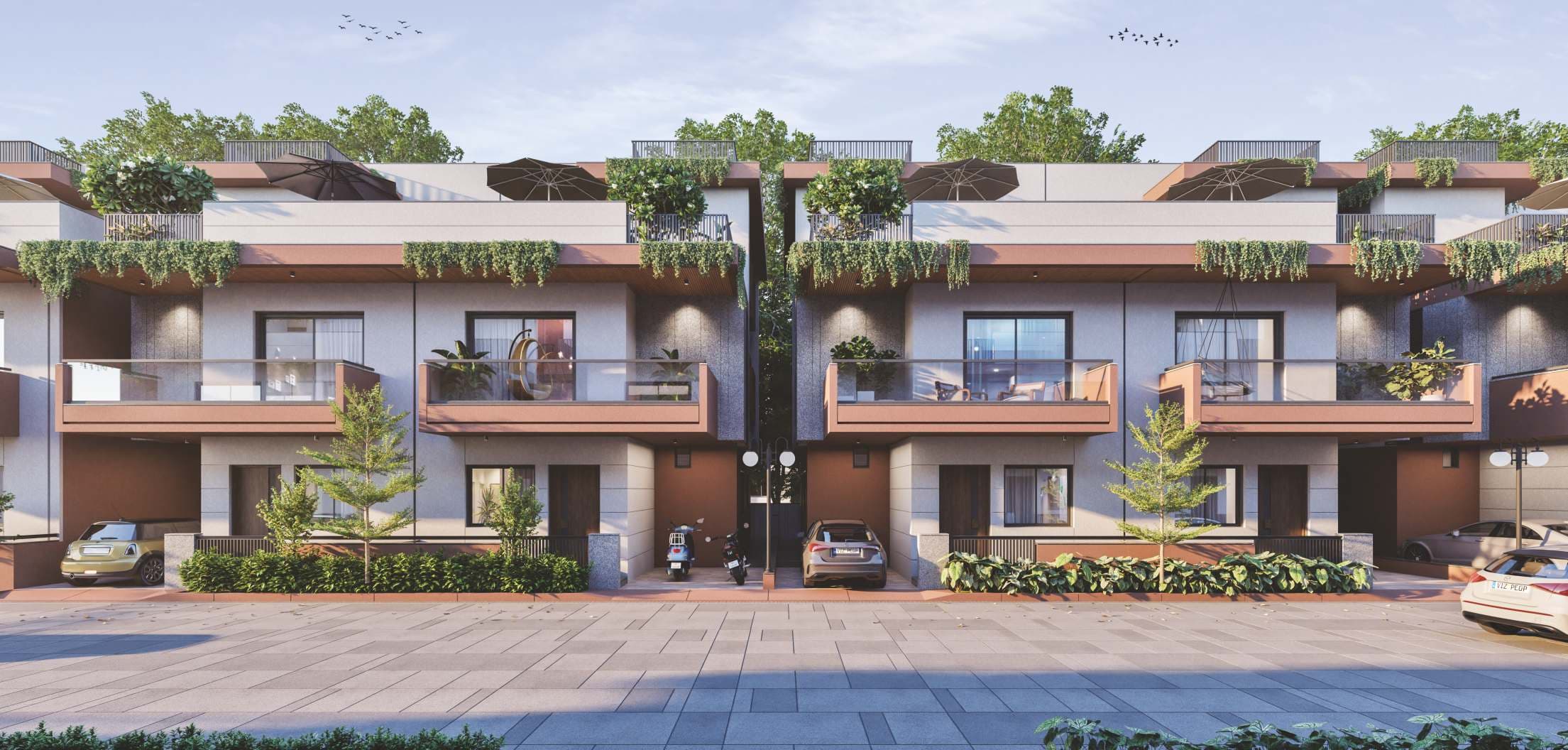 Elevation with private balconies